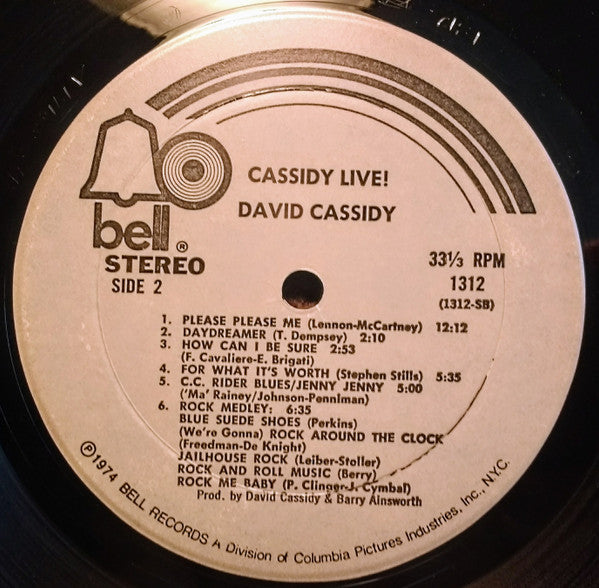 David Cassidy : Cassidy Live! (LP, Album, Mon)