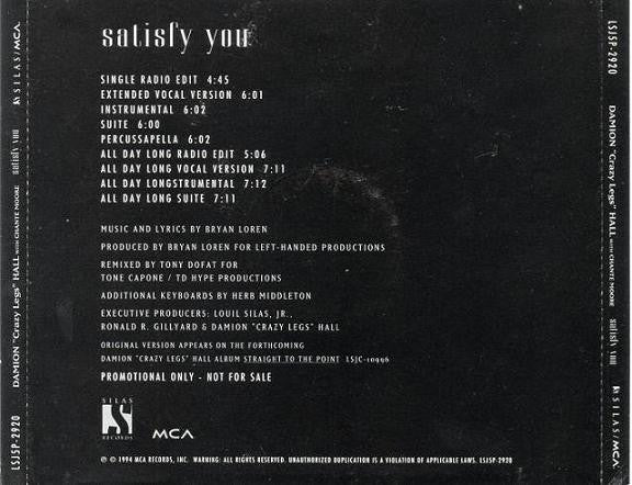 Damion "Crazy Legs" Hall* With Chanté Moore : Satisfy You (CD, Single, Promo)