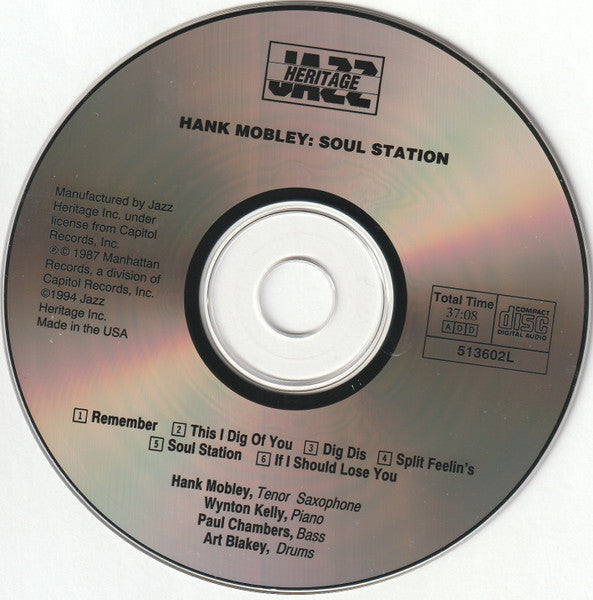 Hank Mobley : Soul Station (CD, Album, RE)