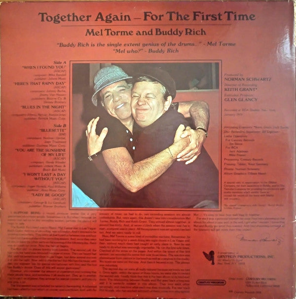 Mel Torme* And Buddy Rich : Together Again – For The First Time (LP, Album, Ltd, Dir)