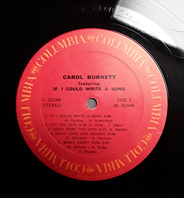 Carol Burnett : Featuring 'If I Could Write A Song' (LP, Album)