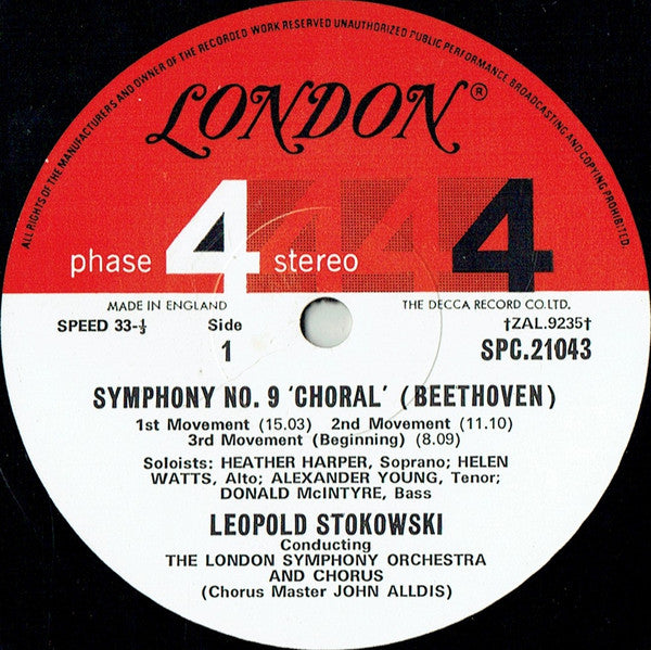 Beethoven*, Leopold Stokowski Conducting London Symphony Orchestra And Chorus* : Symphony No. 9 ("Choral") (LP, Gat)