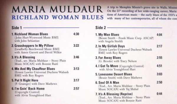 Maria Muldaur : Richland Woman Blues (LP + LP + Album, 180)