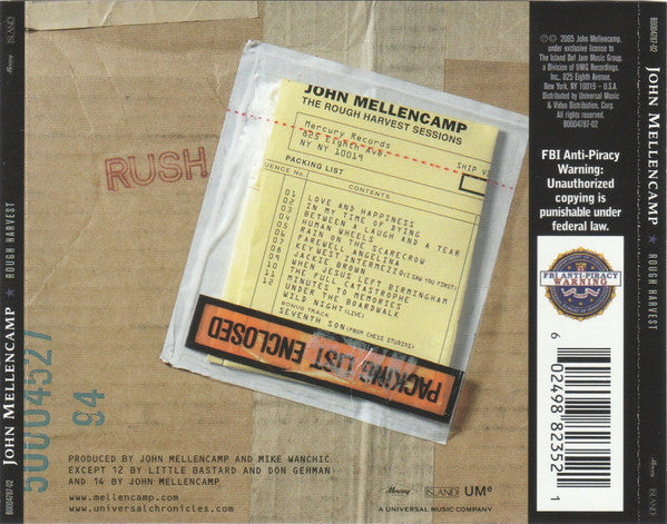 John Mellencamp* : Rough Harvest (CD, Album, RE, RM)