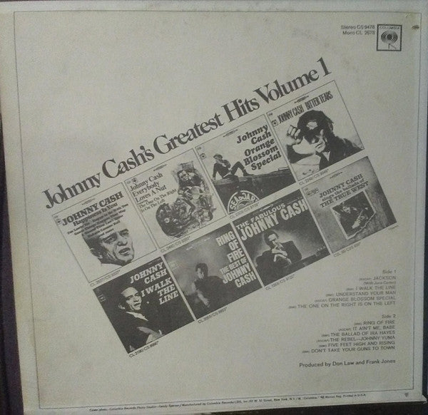 Johnny Cash : Johnny Cash's Greatest Hits (Volume 1) (LP, Comp, Pit)