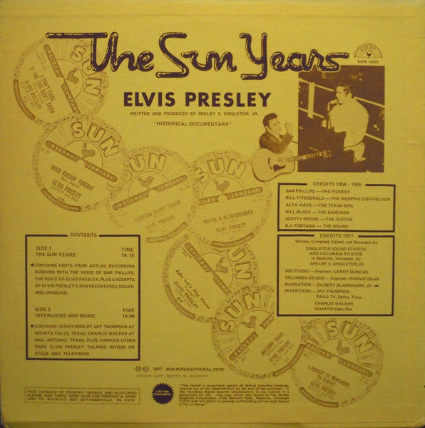 Elvis Presley : Interviews And Memories Of:  The Sun Years (LP, Album, P/Mixed, Ter)