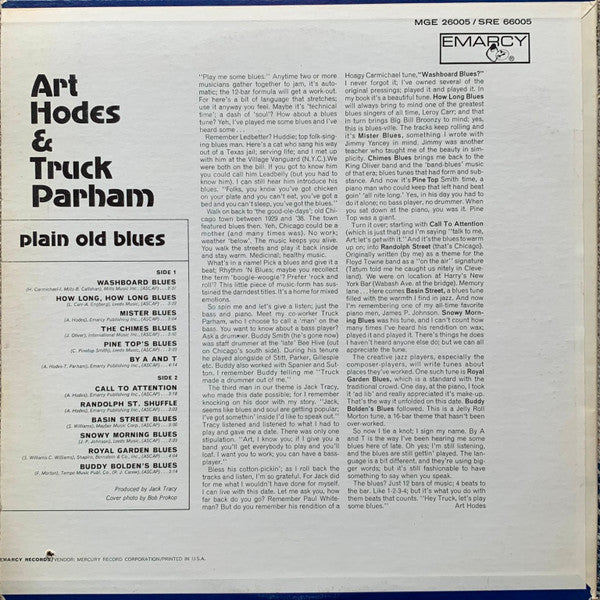 Art Hodes & Truck Parham : Plain Old Blues (LP, Album, Ric)