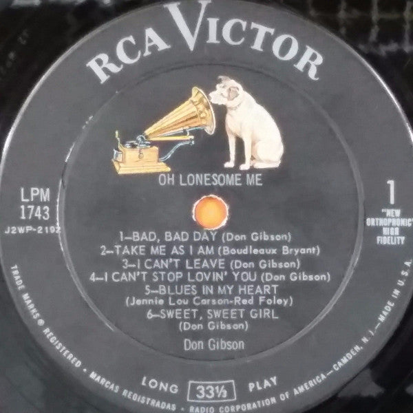 Don Gibson : Oh Lonesome Me (LP, Album, Mono)