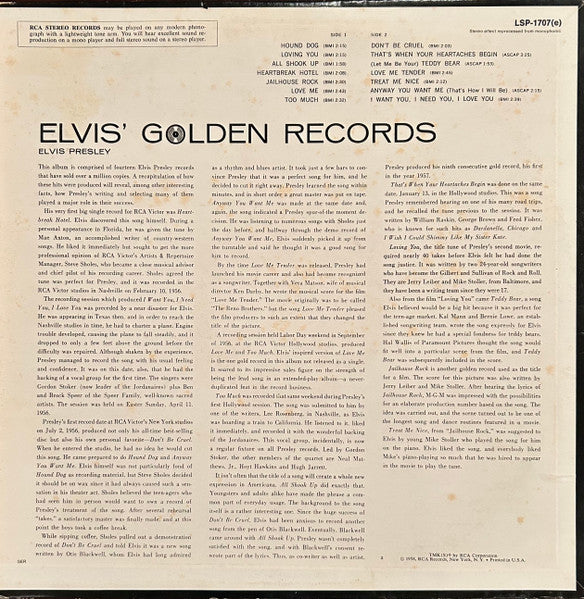 Elvis Presley : Elvis' Golden Records (LP, Comp, RE, PRC)