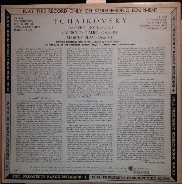 Tchaikovsky*, Kenneth Alwyn Conducting The London Symphony Orchestra : 1812 Overture · Capriccio Italien · Marche Slave (LP, Album)