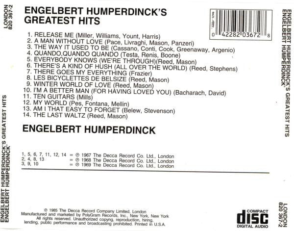 Engelbert Humperdinck : Engelbert Humperdinck's Greatest Hits (CD, Comp)