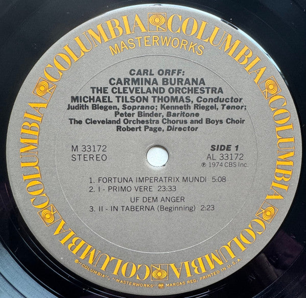 Carl Orff : Michael Tilson Thomas Conducts The Cleveland Orchestra : Carmina Burana (LP, Album, Pit)