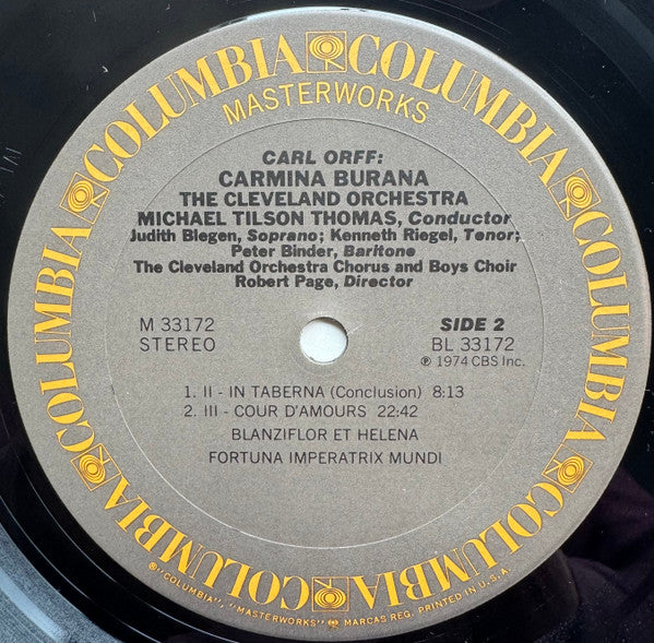 Carl Orff : Michael Tilson Thomas Conducts The Cleveland Orchestra : Carmina Burana (LP, Album, Pit)