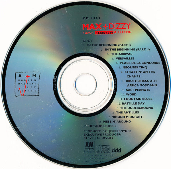 Max Roach + Dizzy Gillespie : Paris 1989 (2xCD, Album)