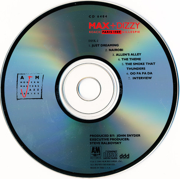 Max Roach + Dizzy Gillespie : Paris 1989 (2xCD, Album)