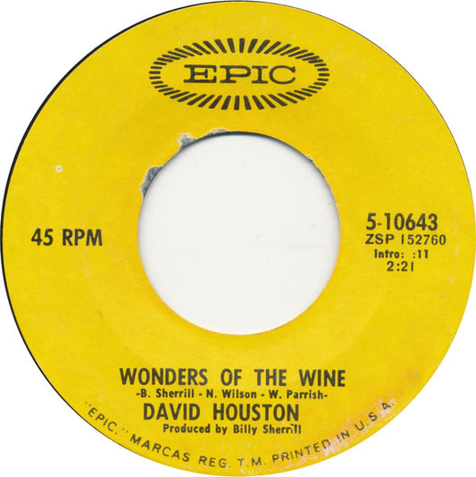 David Houston : Wonders Of The Wine (7", Single)