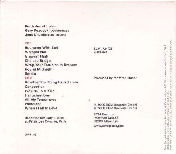 Keith Jarrett / Gary Peacock / Jack DeJohnette : Whisper Not (Live In Paris 1999) (2xCD, Album)