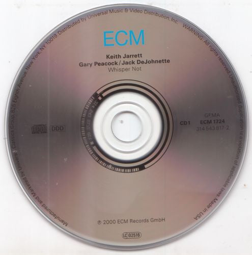 Keith Jarrett / Gary Peacock / Jack DeJohnette : Whisper Not (Live In Paris 1999) (2xCD, Album)