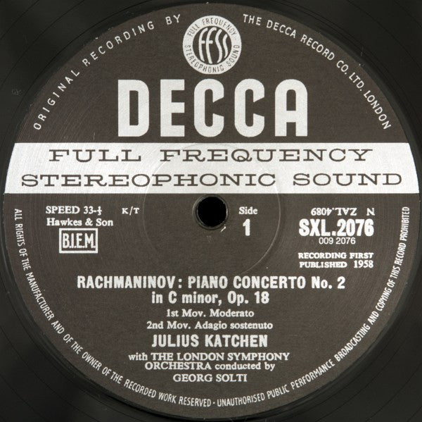 Rachmaninov*, Katchen*, London Symphony*, Solti* : Piano Concerto No. 2 (LP, Album, RE, RM, 180)