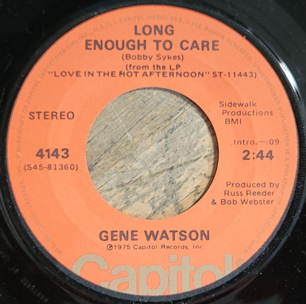 Gene Watson : Where Love Begins / Long Enough To Care (7", Single)
