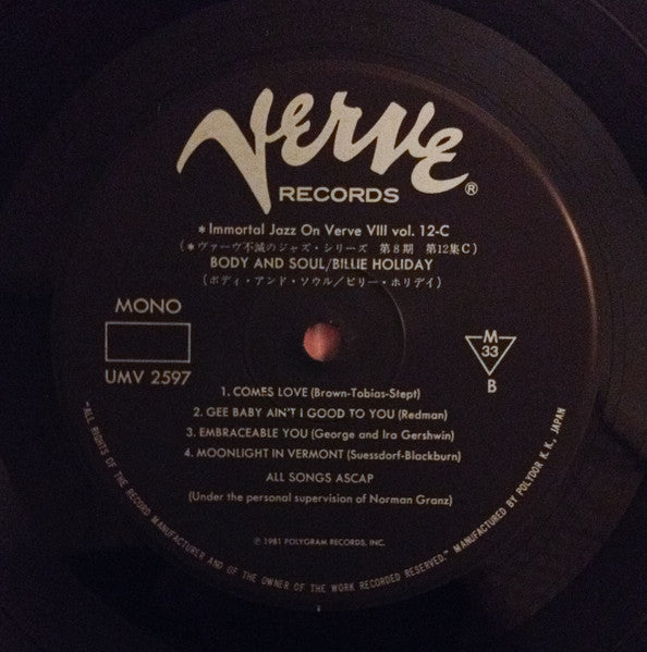 Billie Holiday : Body And Soul (LP, Album, Mono, RE, RM)