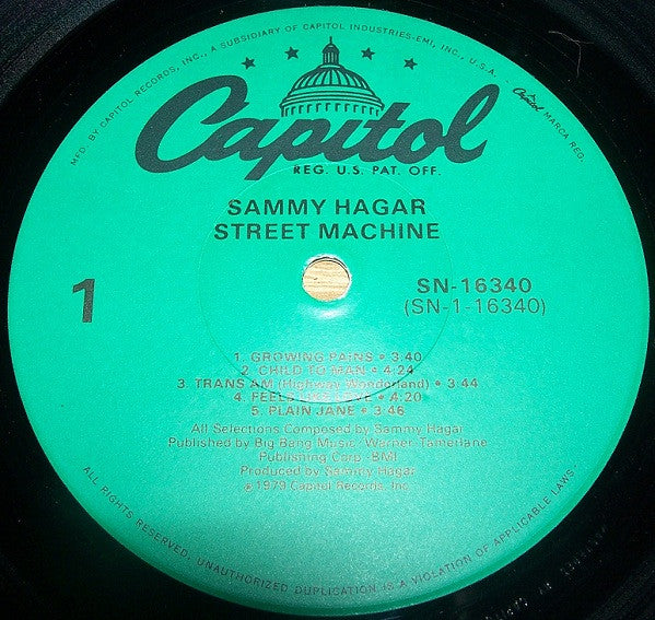 Sammy Hagar : Street Machine (LP, Album, RE)
