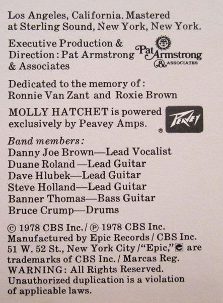 Molly Hatchet : Molly Hatchet (LP, Album, RE, Pit)