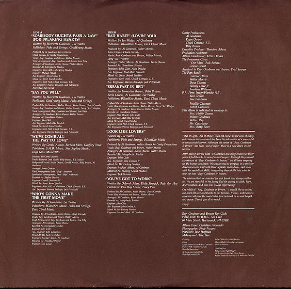 Ray, Goodman & Brown : All About Love, Who's Gonna Make The First Move? (LP, Album)