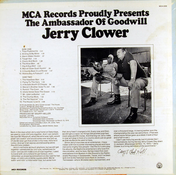 Jerry Clower : The Ambassador Of Goodwill (LP, Album, Pin)