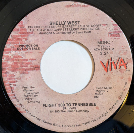 Shelly West : Flight 309 To Tennessee (7", Single, Mono, Promo, Spe)