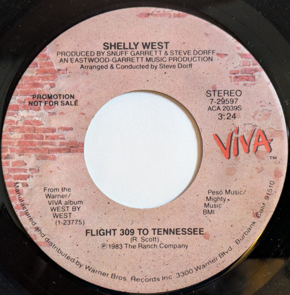 Shelly West : Flight 309 To Tennessee (7", Single, Mono, Promo, Spe)