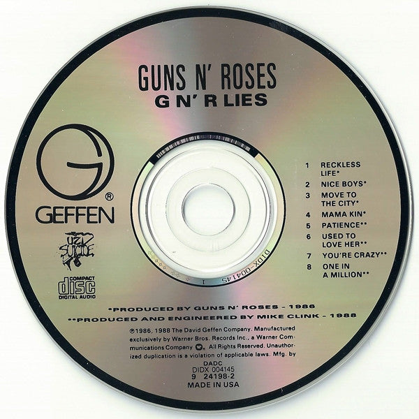 Guns N' Roses : G N' R Lies (CD, Album, Unc)