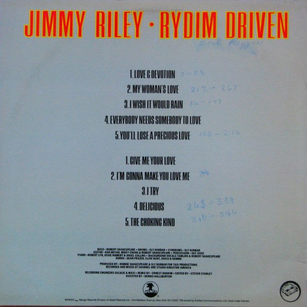 Jimmy Riley : Rydim Driven (LP, Album, Hau)