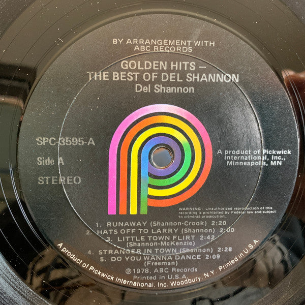Del Shannon : Golden Hits/The Best Of Del Shannon (LP, Comp)
