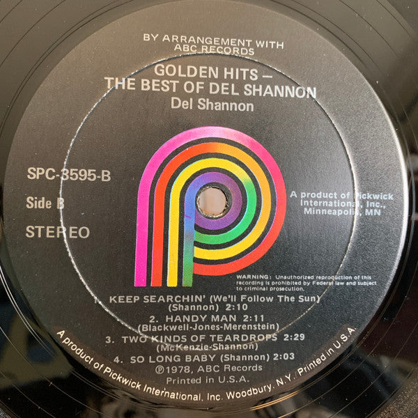 Del Shannon : Golden Hits/The Best Of Del Shannon (LP, Comp)
