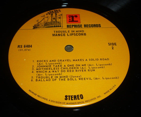 Mance Lipscomb : Trouble In Mind (LP, Album, RE)