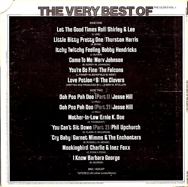Various : The Very Best Of The Oldies Vol. 1 (LP, Comp, Mono)
