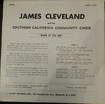 James Cleveland* And The Southern California Community Choir : Give It To Me (LP, Album)