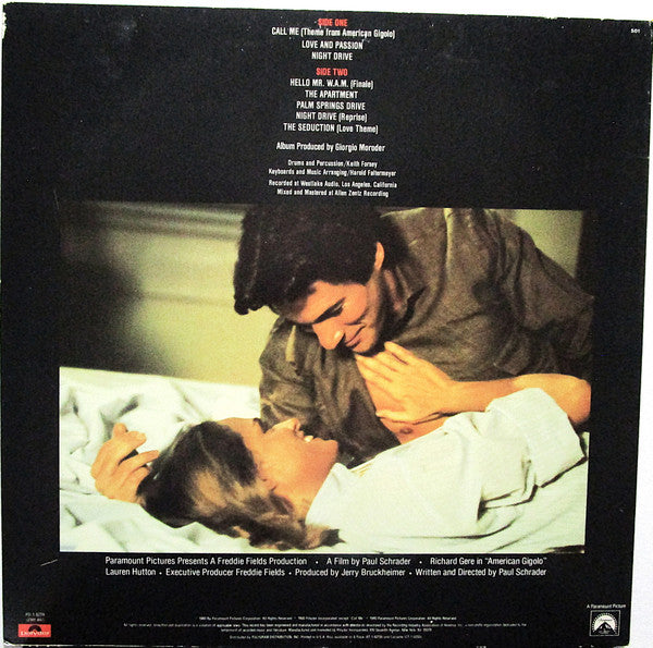 Giorgio Moroder : American Gigolo (Original Soundtrack Recording) (LP, Album, 53 )