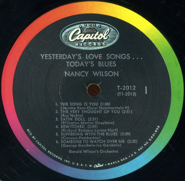 Nancy Wilson / Gerald Wilson's Orchestra* : Yesterday's Love Songs • Today's Blues (LP, Album, Mono)