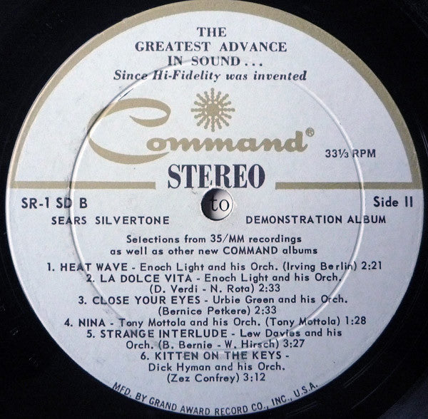 Various : Sears Silvertone Demonstration Album (LP, Comp, Promo)