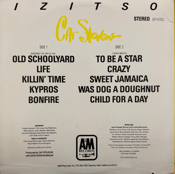 Cat Stevens : Izitso (LP, Album, Mon)