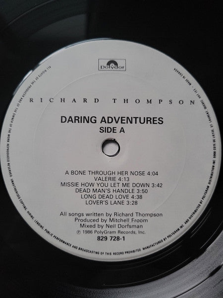 Richard Thompson : Daring Adventures (LP, Album)
