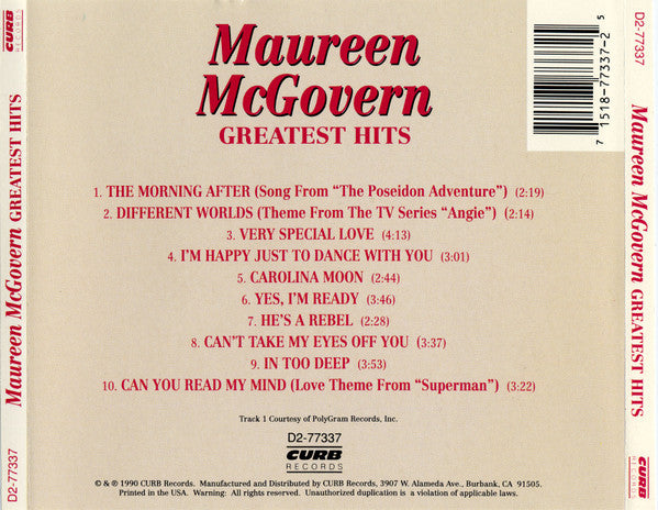 Maureen McGovern : Greatest Hits (CD, Comp, Cap)