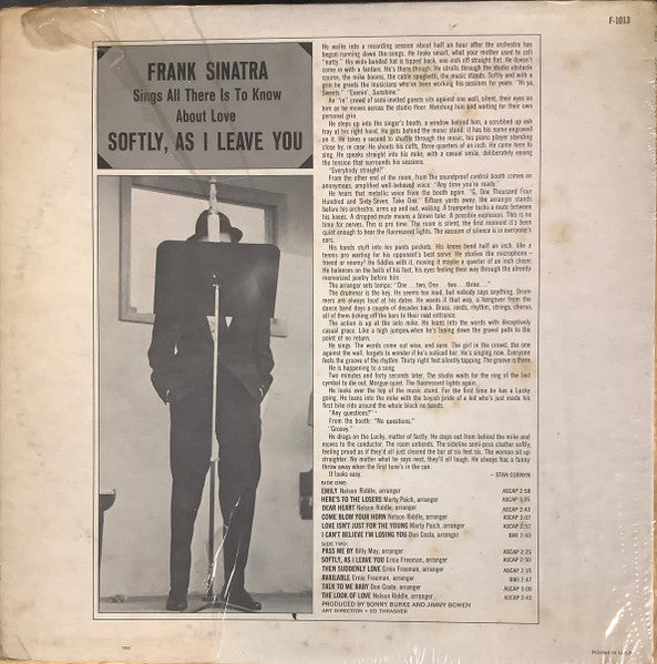 Sinatra* : Softly, As I Leave You (LP, Album, Mono, San)