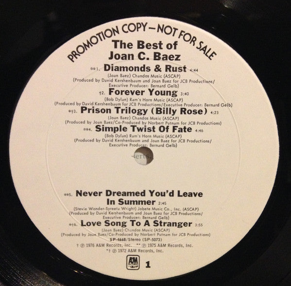 Joan C. Baez* : The Best Of Joan C. Baez (LP, Comp, Promo, Mon)
