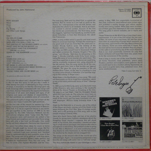Pete Seeger : Waist Deep In The Big Muddy And Other Love Songs (LP, Album, Pit)