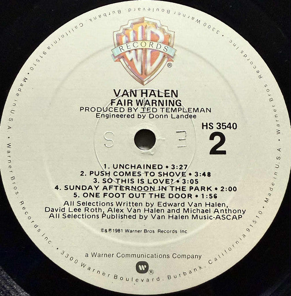 Van Halen : Fair Warning (LP, Album, Spe)