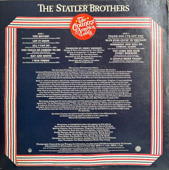 The Statler Brothers : The Country America Loves (LP, Album, San)