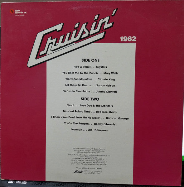 Various : Cruisin' 1962 (LP, Comp)